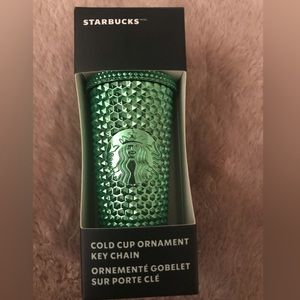 Starbucks Green Holiday Metallic Bling Cold Cup Tumbler Ornament Keychain